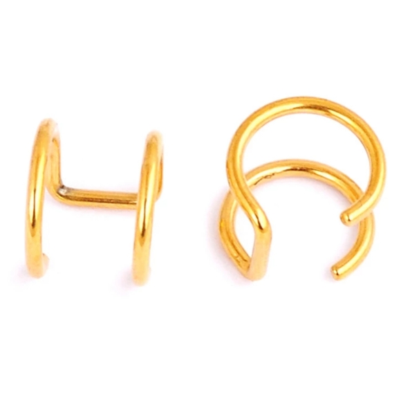 NEW Double Ear Cuff Faux piercing Cartilage Hoop - Picture 2 of 6